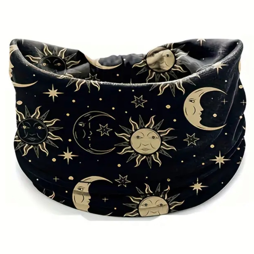 27. Black Celestial Print Stars and Moon Bohemian Headband